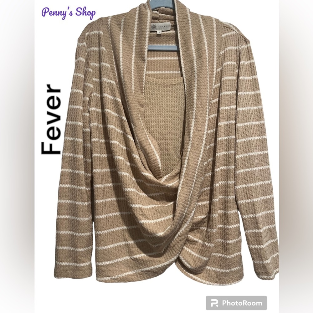 Women’s Fever waffle fabric cowl neck top with lining